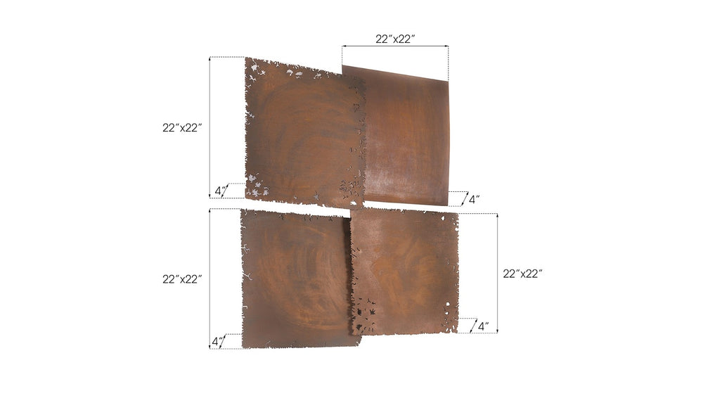 Cast Square Oil Drum Wall Tiles, Resin, Rust Finish, Set of 4 - Phillips Collection - AmericanHomeFurniture
