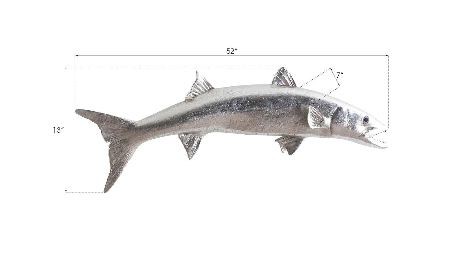 Phillips Collection Barracuda Fish Wall Sculpture, Resin, Silver Leaf WALL ACCENTS