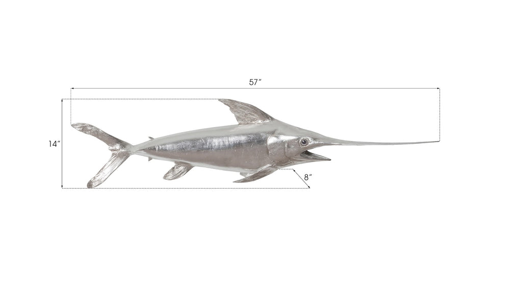 Broadbill Swordfish Fish Wall Sculpture, Resin, Silver Leaf - Phillips Collection - AmericanHomeFurniture