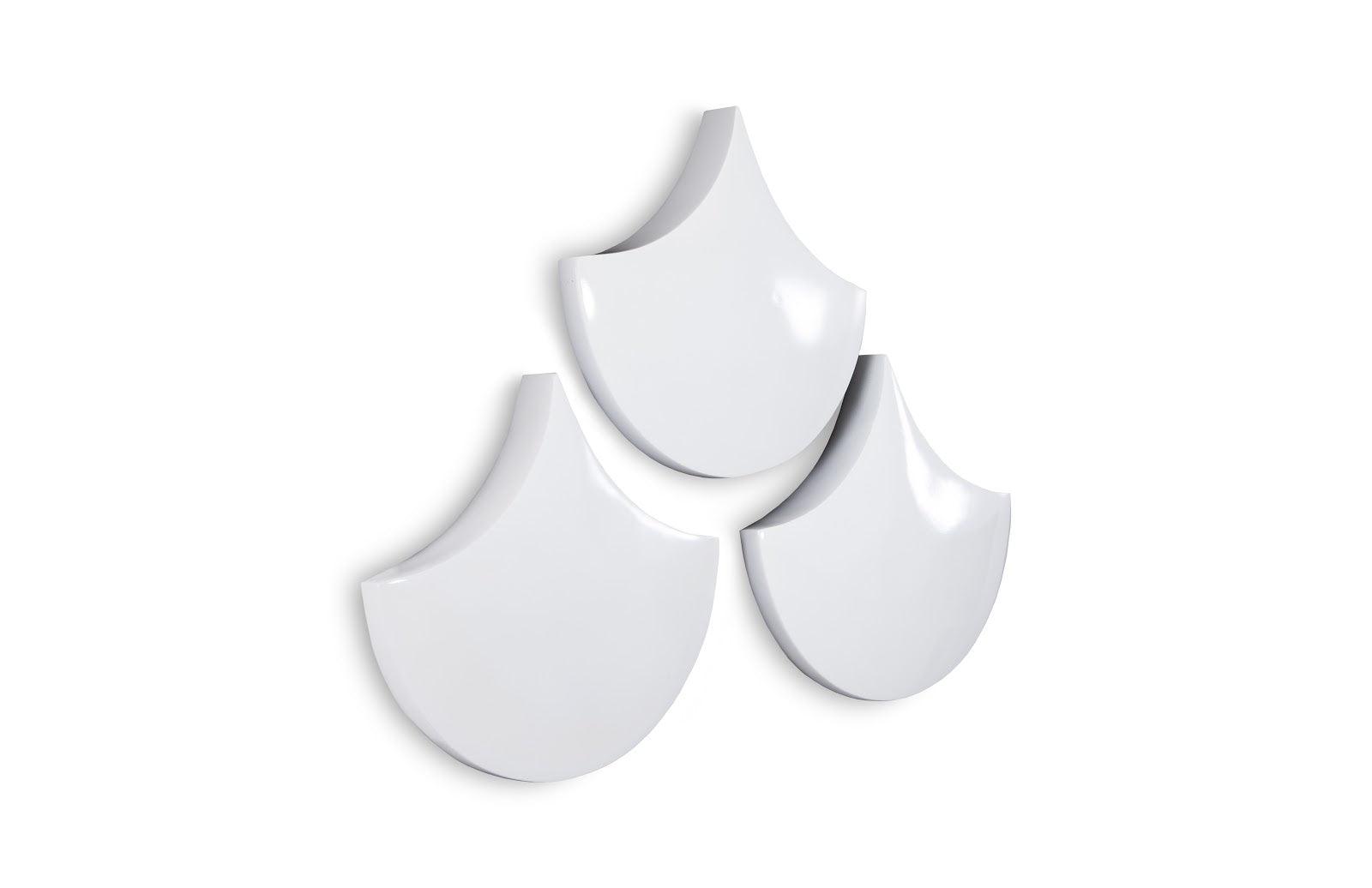 Phillips Collection Scales Wall Tiles, Glossy White, Set of 3 WALL ACCENTS