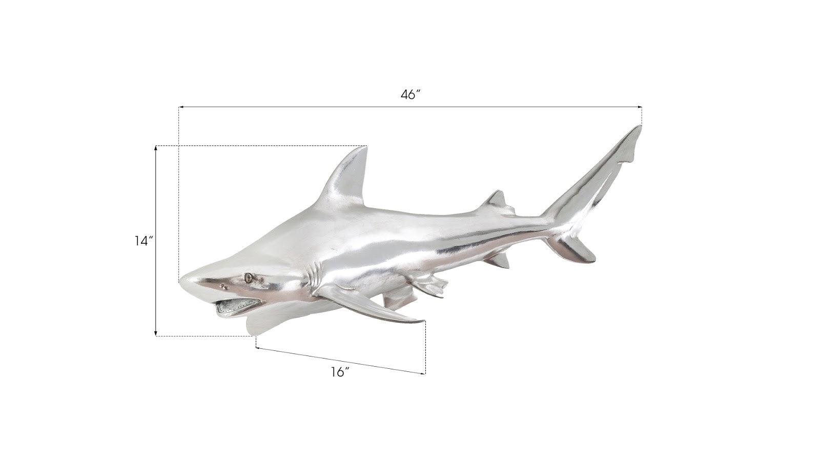 Phillips Collection Black Tip Reef Shark Wall Sculpture, Resin, Silver Leaf WALL ACCENTS