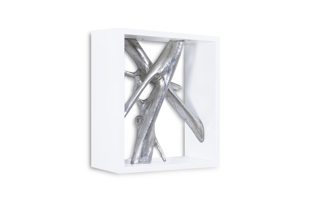 Framed Branches Wall Tile, White, Silver Leaf - Phillips Collection - AmericanHomeFurniture