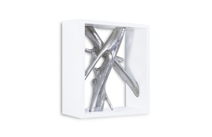 Framed Branches Wall Tile, White, Silver Leaf - Phillips Collection - AmericanHomeFurniture