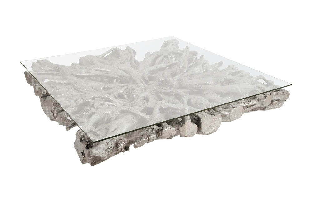 Square Root Coffee Table, With Glass - Phillips Collection - AmericanHomeFurniture