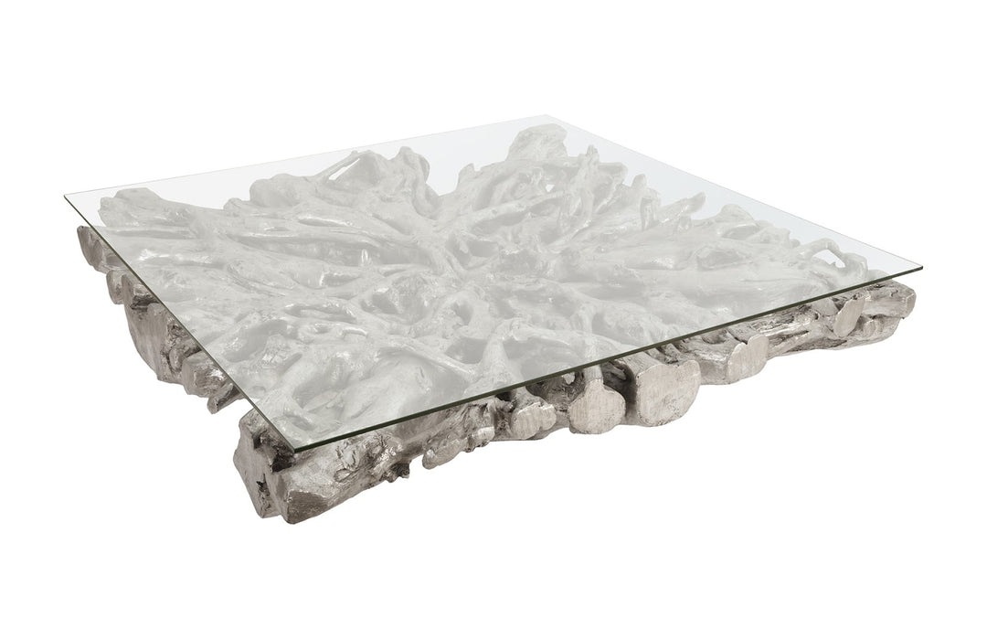 Square Root Coffee Table, With Glass - Phillips Collection - AmericanHomeFurniture