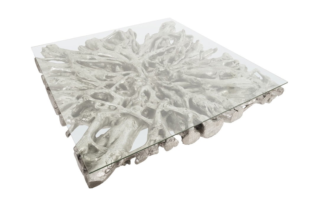 Square Root Coffee Table, With Glass - Phillips Collection - AmericanHomeFurniture