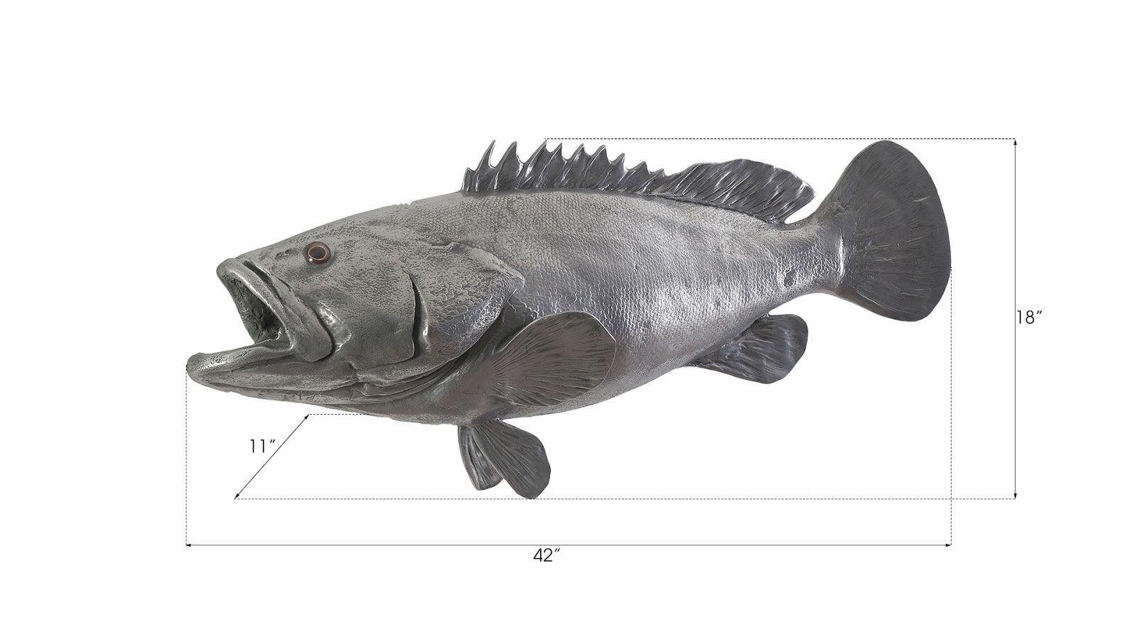 Phillips Collection Estuary Cod Fish Wall Sculpture, Resin, Polished Aluminum Finish WALL ACCENTS
