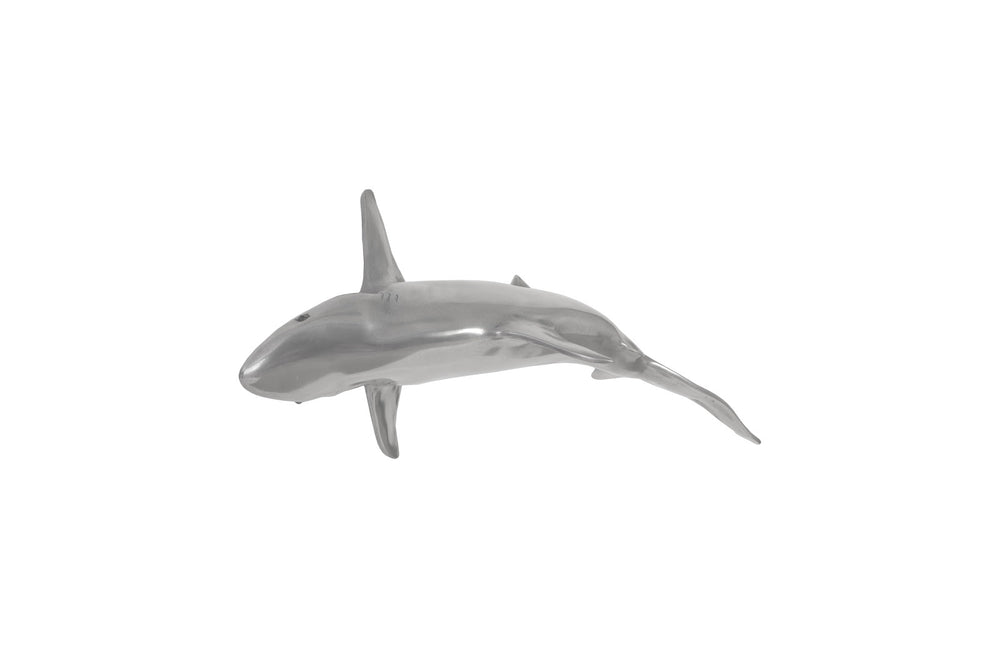 Whaler Shark Fish Wall Sculpture, Resin, Polished Aluminum Finish - Phillips Collection - AmericanHomeFurniture