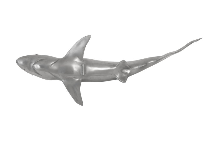 Whaler Shark Fish Wall Sculpture, Resin, Polished Aluminum Finish - Phillips Collection - AmericanHomeFurniture