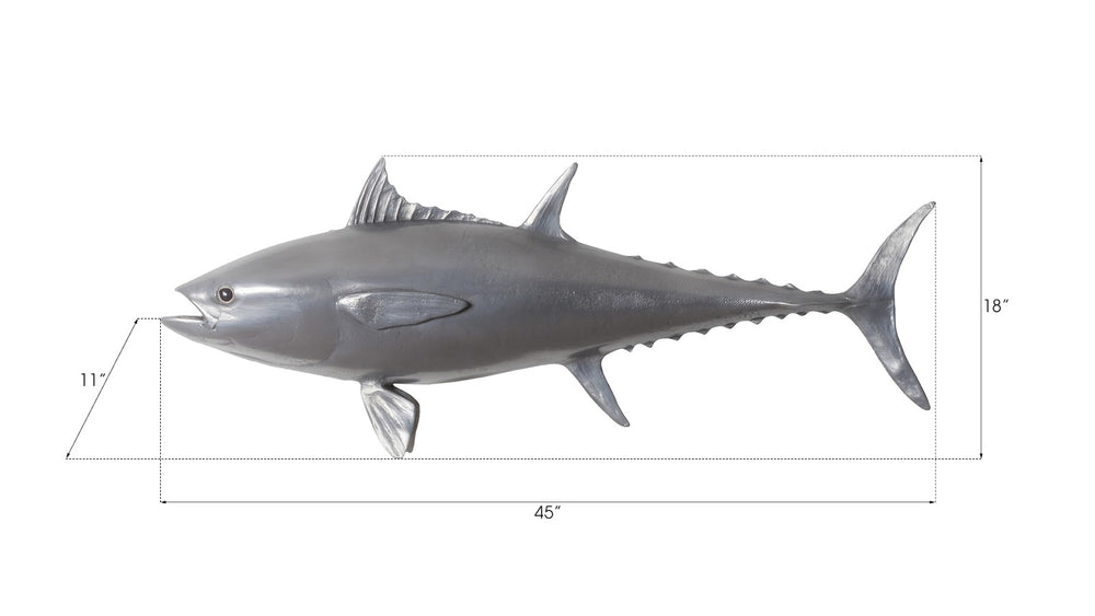 Bluefin Tuna Fish Wall Sculpture, Resin, Polished Aluminum Finish - Phillips Collection - AmericanHomeFurniture