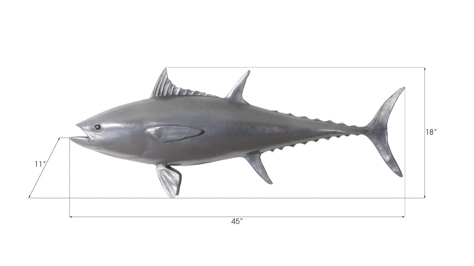 Phillips Collection Bluefin Tuna Fish Wall Sculpture, Resin, Polished Aluminum Finish WALL ACCENTS
