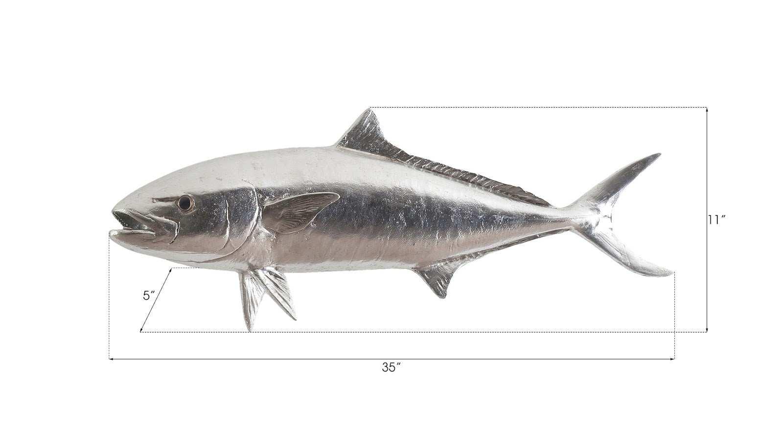 Phillips Collection Yellow Tailed King Fish Wall Sculpture, Resin, Silver Leaf WALL ACCENTS