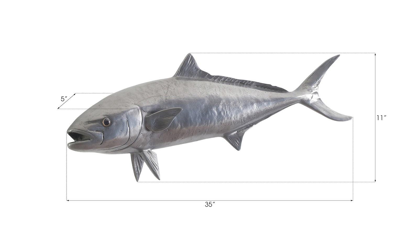 Phillips Collection Yellow Tailed King Fish Wall Sculpture, Resin, Polished Aluminum Finish WALL ACCENTS