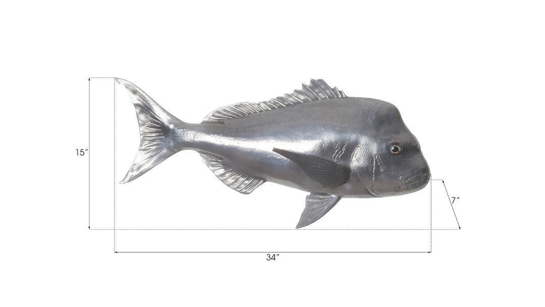 Australian Snapper Fish Wall Sculpture, Resin, Polished Aluminum Finish - Phillips Collection - AmericanHomeFurniture