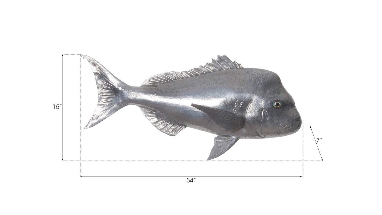 Phillips Collection Australian Snapper Fish Wall Sculpture, Resin, Polished Aluminum Finish WALL ACCENTS