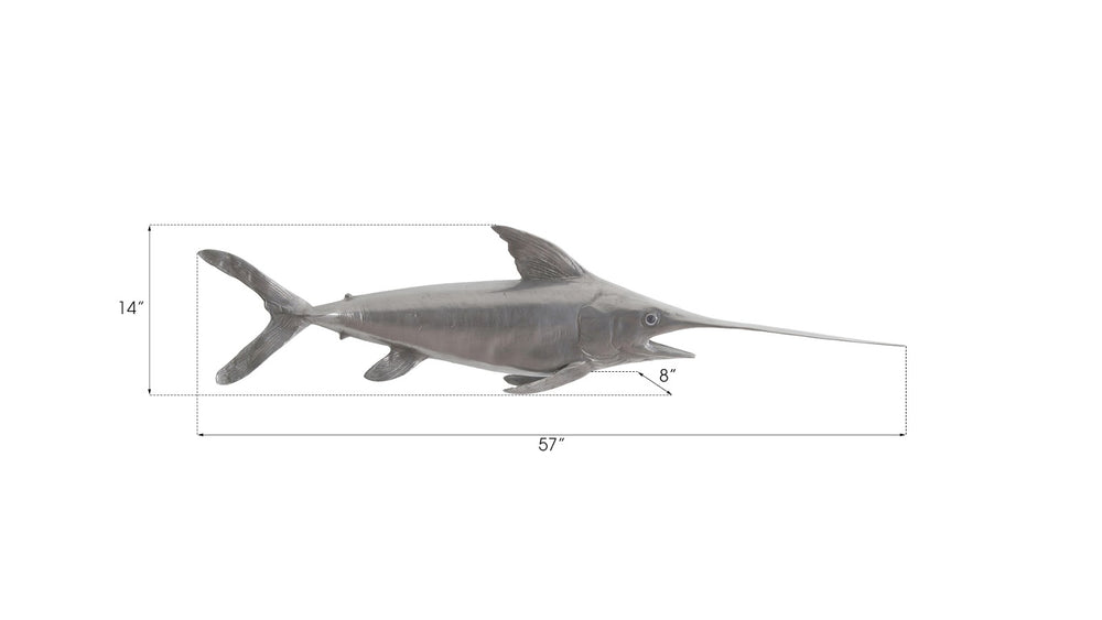 Broadbill Swordfish Fish Wall Sculpture, Resin, Polished Aluminum Finish - Phillips Collection - AmericanHomeFurniture