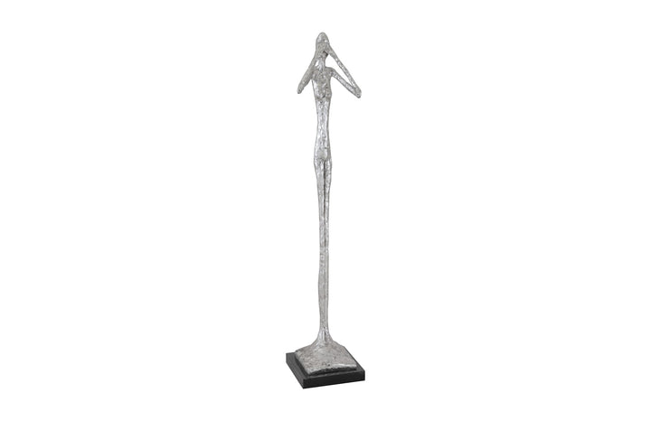 See No Evil Slender Sculpture, Small, Resin, Silver Leaf - Phillips Collection - AmericanHomeFurniture