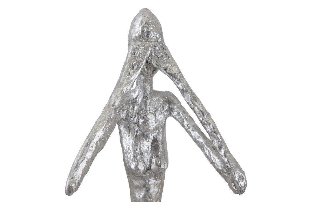 See No Evil Slender Sculpture, Small, Resin, Silver Leaf - Phillips Collection - AmericanHomeFurniture