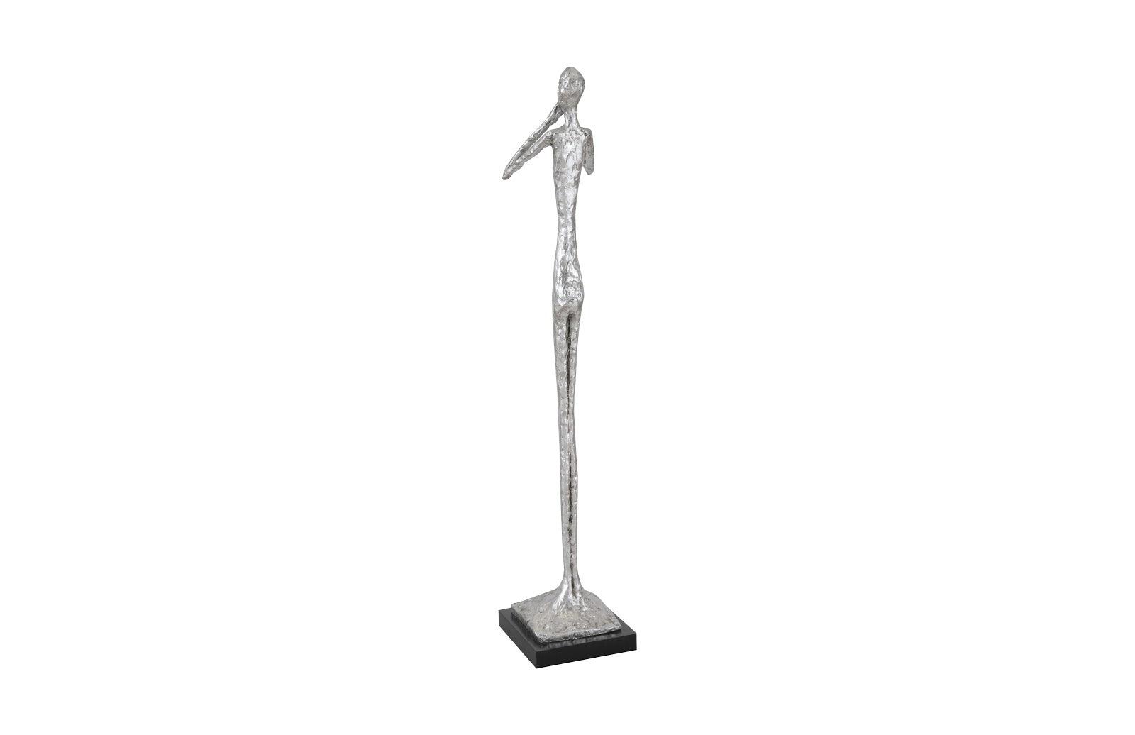 Phillips Collection Speak No Evil Slender Sculpture, Small, Resin, Silver Leaf DECORATIVE OBJECTS
