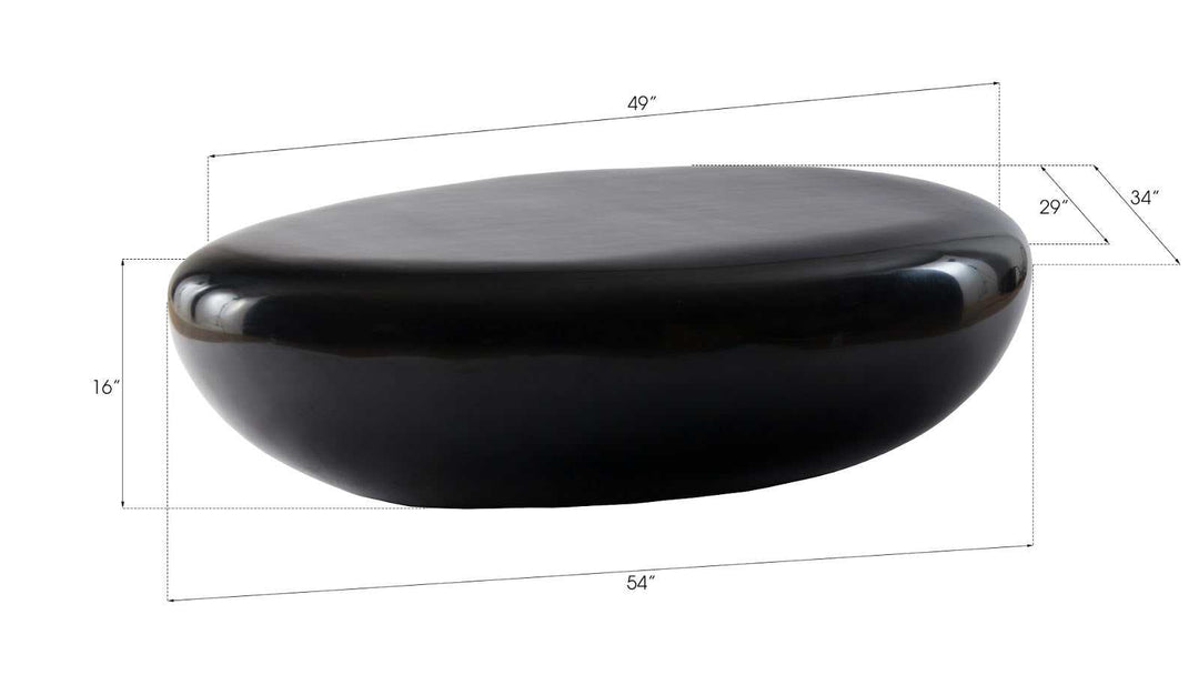 River Stone Coffee Table, Large, Gel Coat Black - Phillips Collection - AmericanHomeFurniture