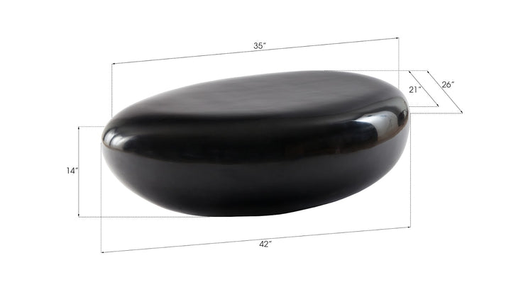 River Stone Coffee Table, Small, Gel Coat Black - Phillips Collection - AmericanHomeFurniture