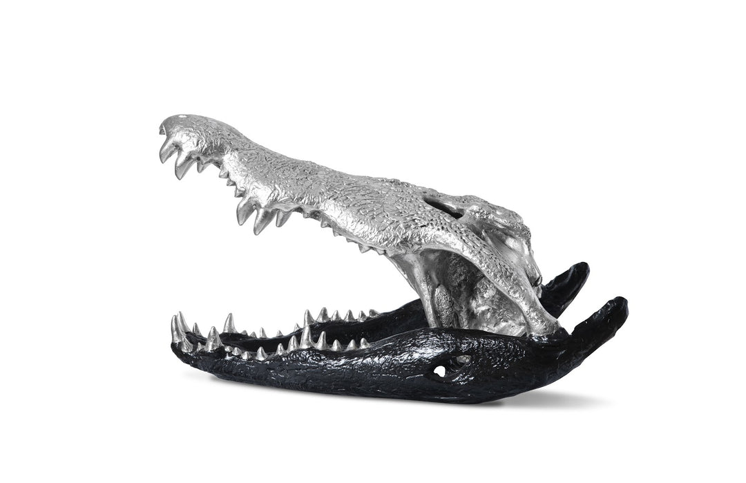 Crocodile Skull, Black/Silver Leaf - Phillips Collection - AmericanHomeFurniture