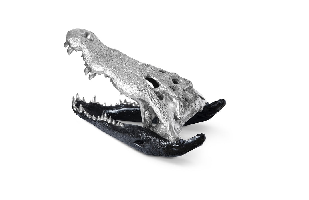 Crocodile Skull, Black/Silver Leaf - Phillips Collection - AmericanHomeFurniture