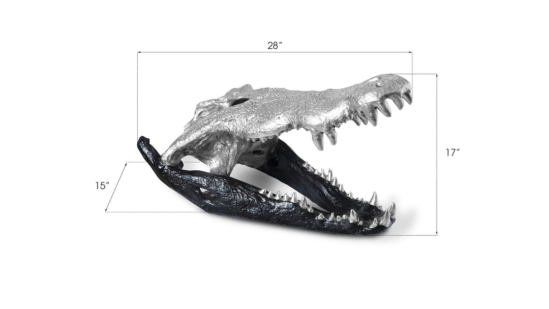 Crocodile Skull, Black/Silver Leaf - Phillips Collection - AmericanHomeFurniture