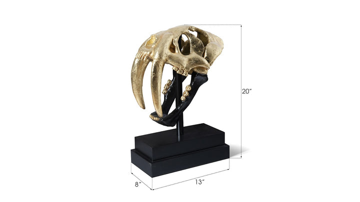 Saber Tooth Tiger Skull, Black, Gold Leaf - Phillips Collection - AmericanHomeFurniture