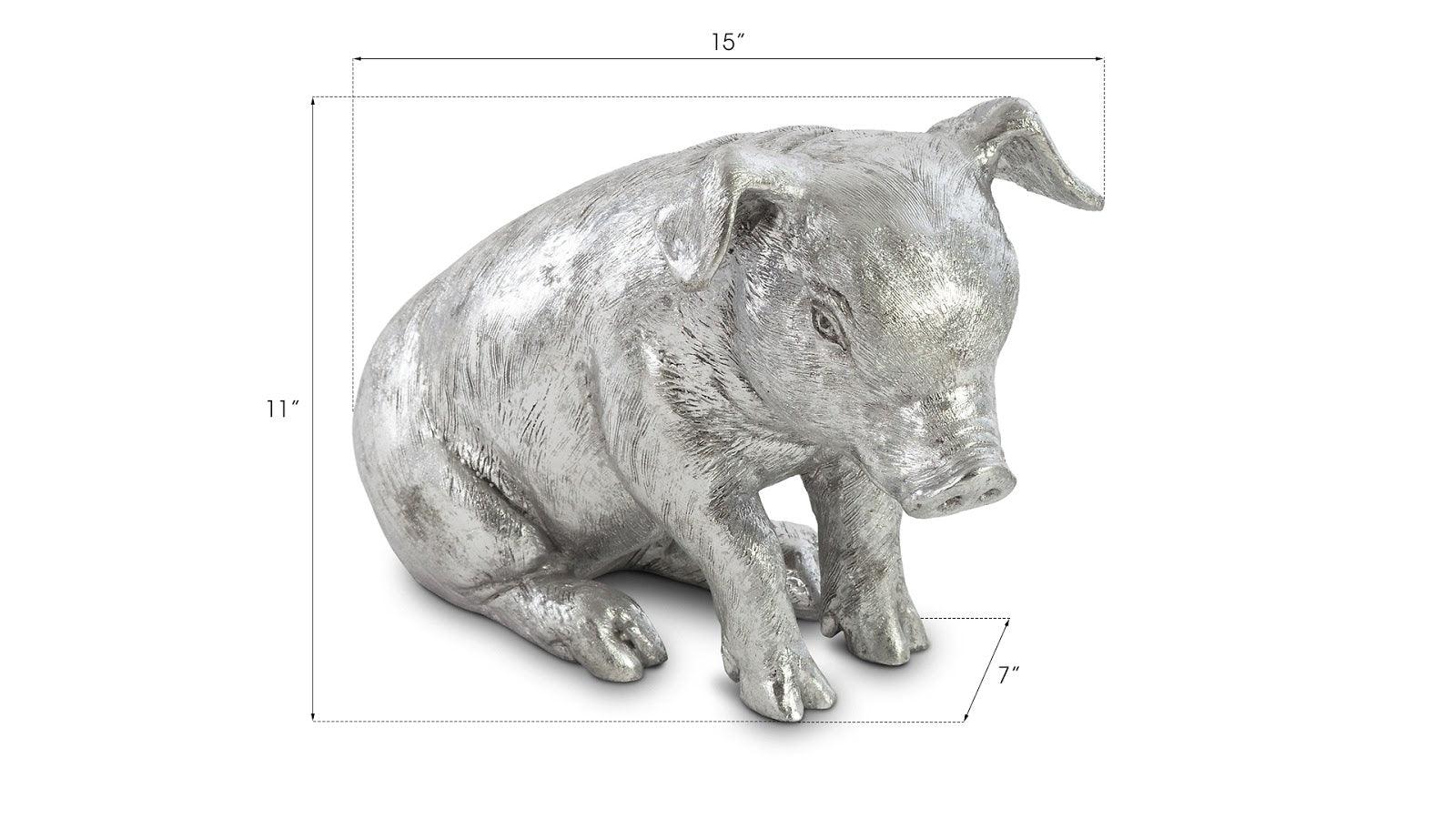 Phillips Collection Sitting Piglet, Silver Leaf DECORATIVE OBJECTS