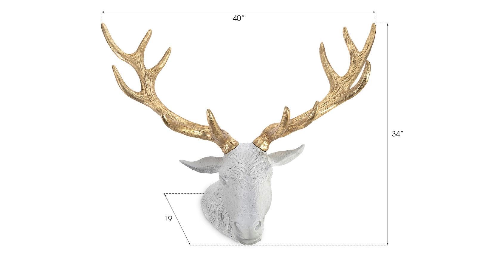 Phillips Collection Stag Deer Head, White, Gold Leaf WALL ACCENTS