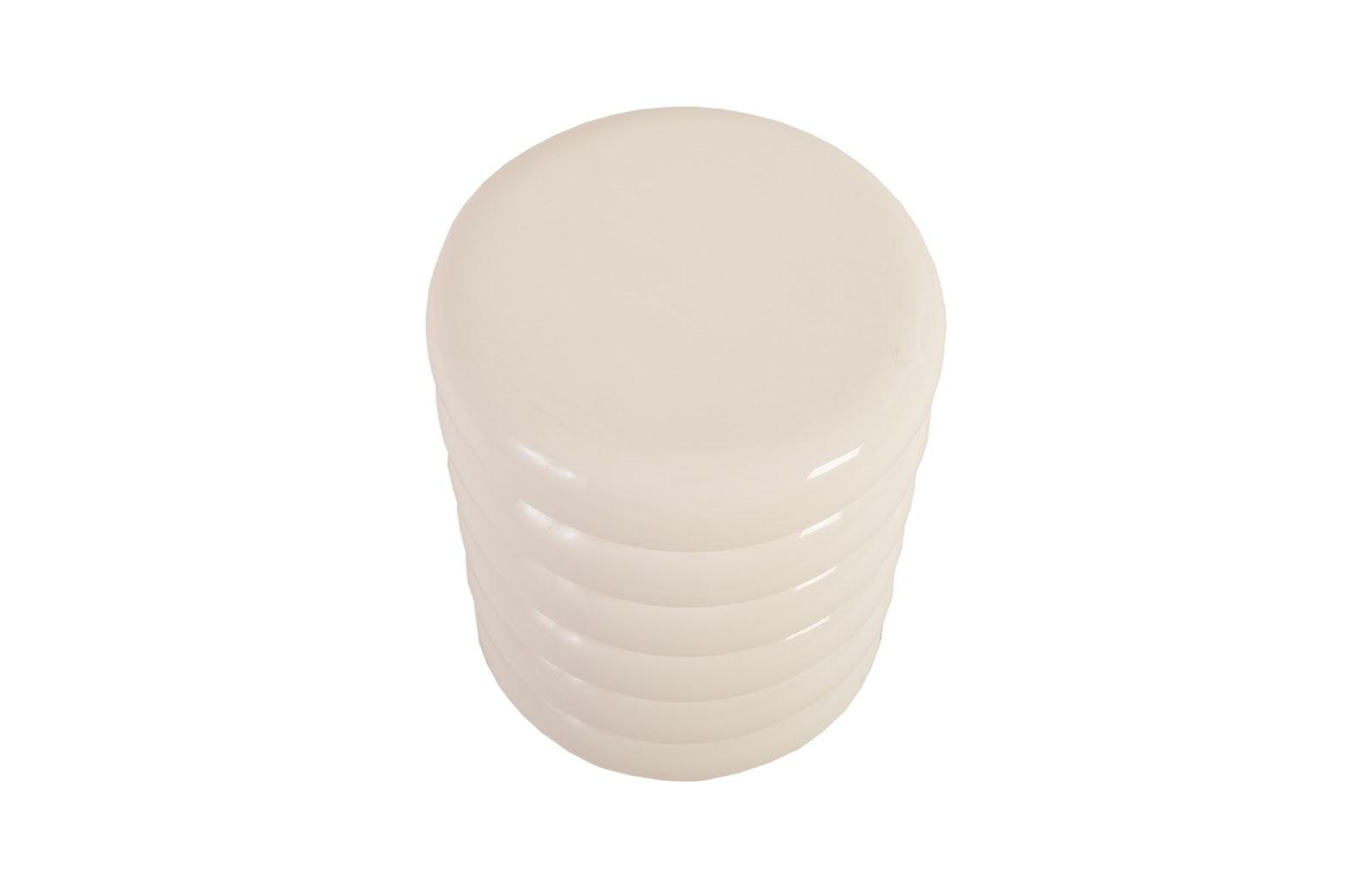 Phillips Collection Ribbed Stool, Gel Coat White OTTOMANS, POUFS, + STOOLS