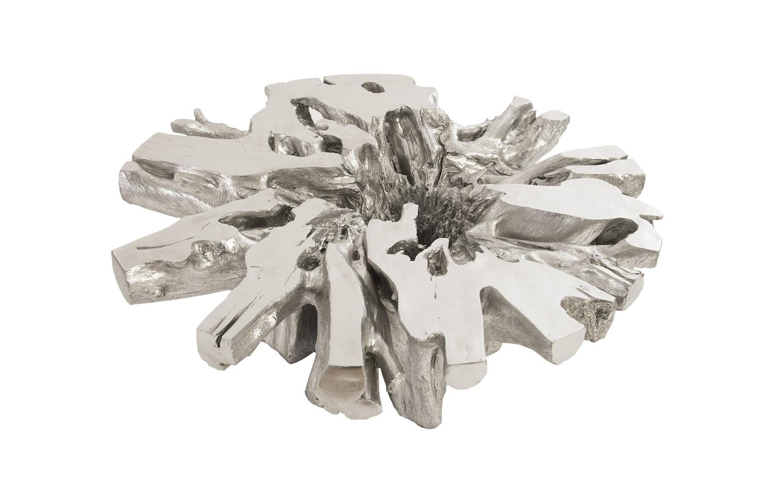 Phillips Collection Otis Root Coffee Table with Glass, Silver Leaf COFFEE TABLES