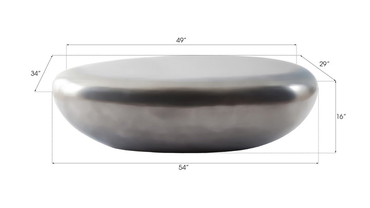 River Stone Coffee Table, Large, Resin, Polished Aluminum Finish - Phillips Collection - AmericanHomeFurniture