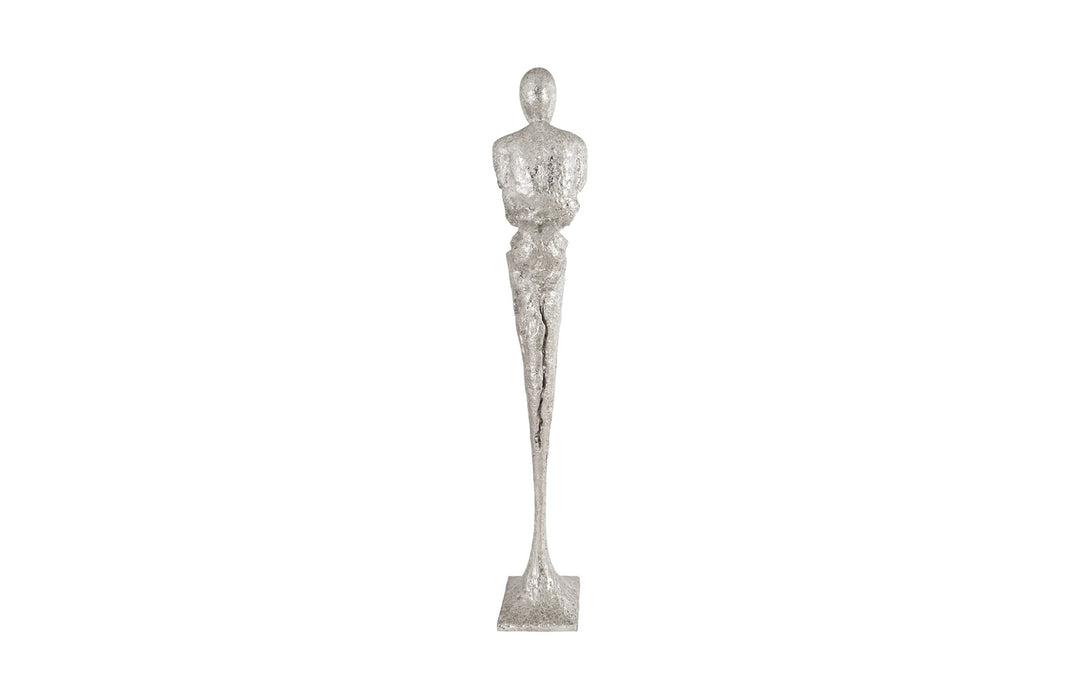 Tall Chiseled Male Sculpture, Resin, Silver Leaf - Phillips Collection - AmericanHomeFurniture