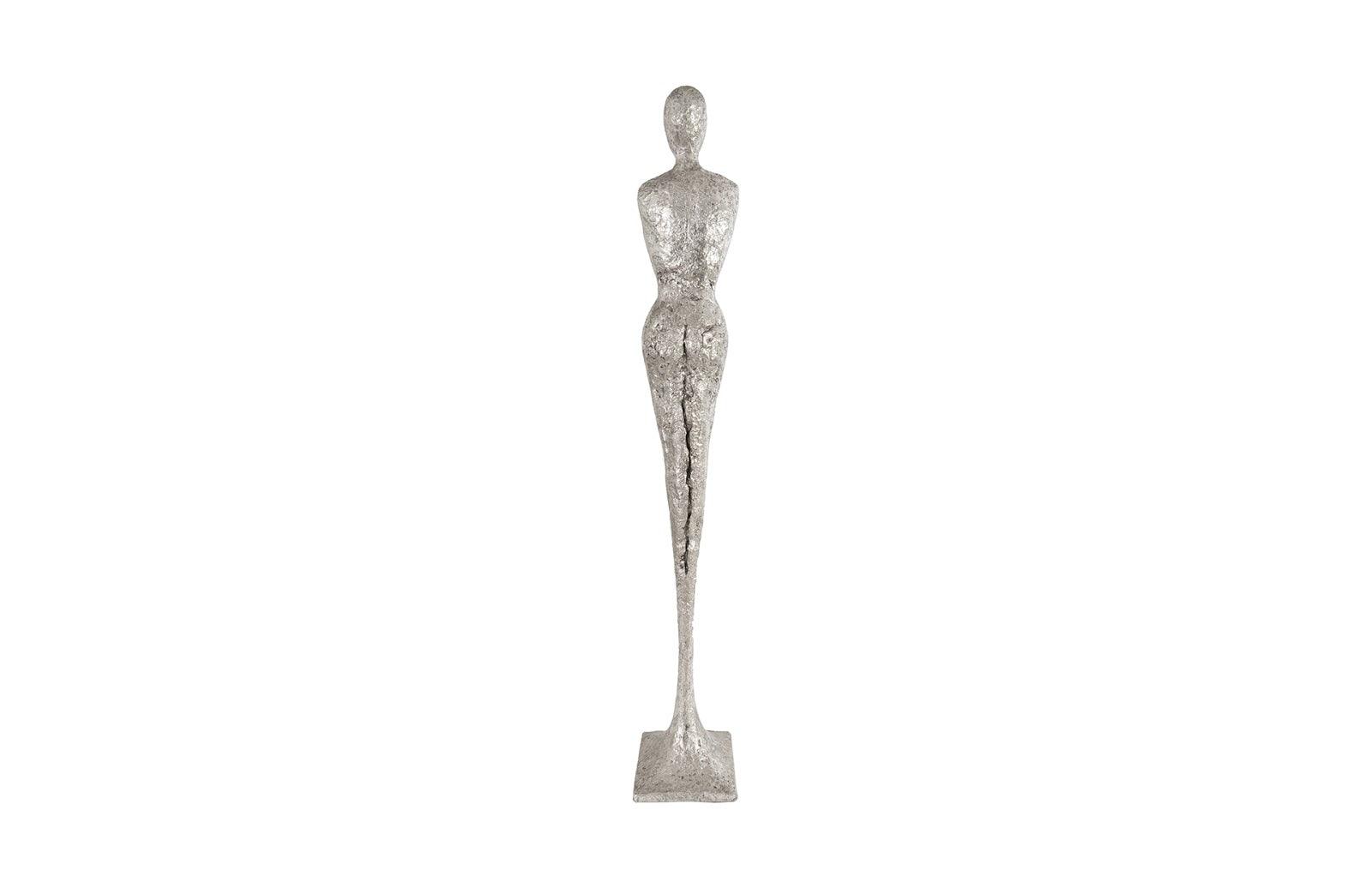 Phillips Collection Tall Chiseled Female Sculpture, Resin, Silver Leaf DECORATIVE OBJECTS