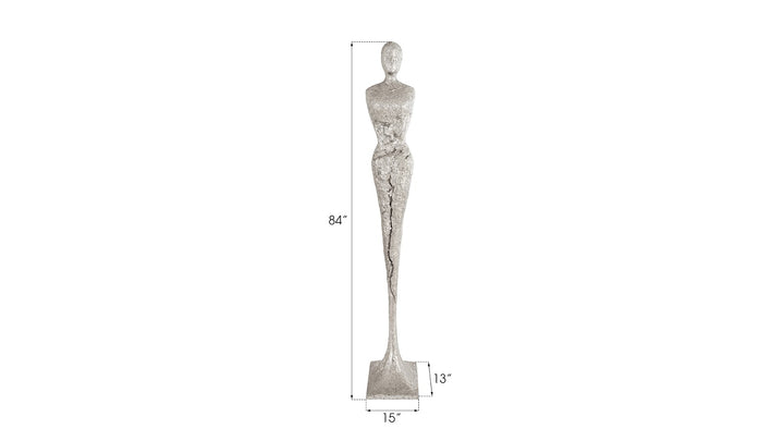 Tall Chiseled Female Sculpture, Resin, Silver Leaf - Phillips Collection - AmericanHomeFurniture
