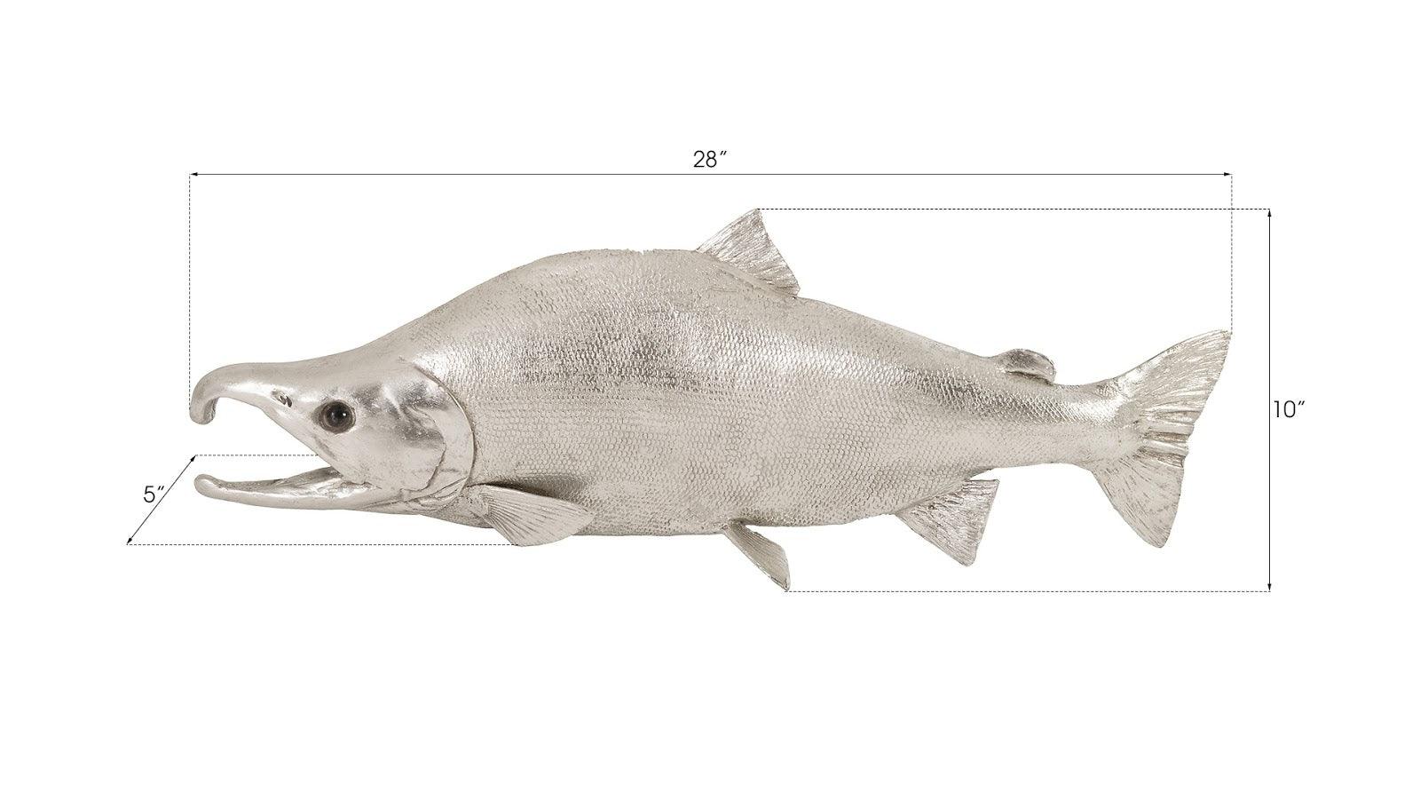 Phillips Collection Sockeye Salmon Fish Wall Sculpture, Resin, Silver Leaf WALL ACCENTS