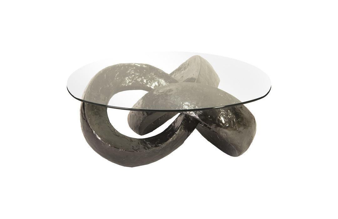 Trifoil Coffee Table, Liquid Silver w/Glass - Phillips Collection - AmericanHomeFurniture