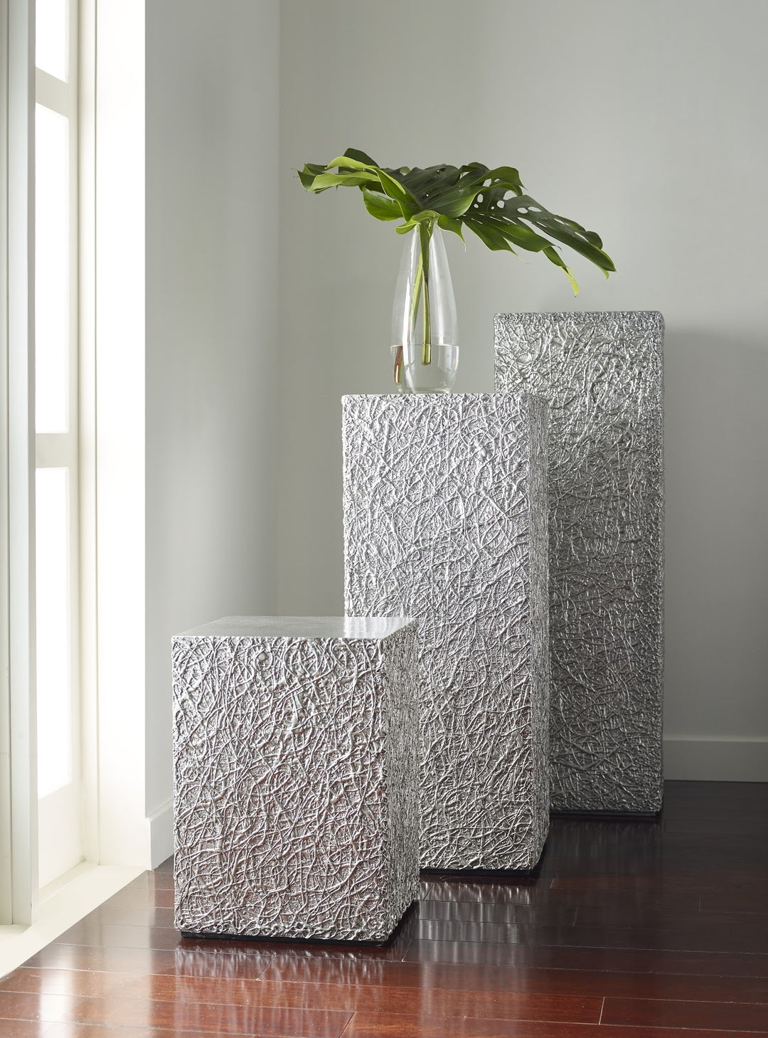 String Theory Pedestal, Silver Leaf, LG - Phillips Collection - AmericanHomeFurniture