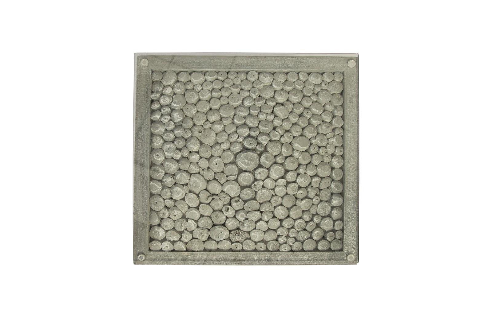 Phillips Collection Driftwood Side Table, Wood, Glass, Stainless Steel Base, Scaff Finish ACCENT TABLES