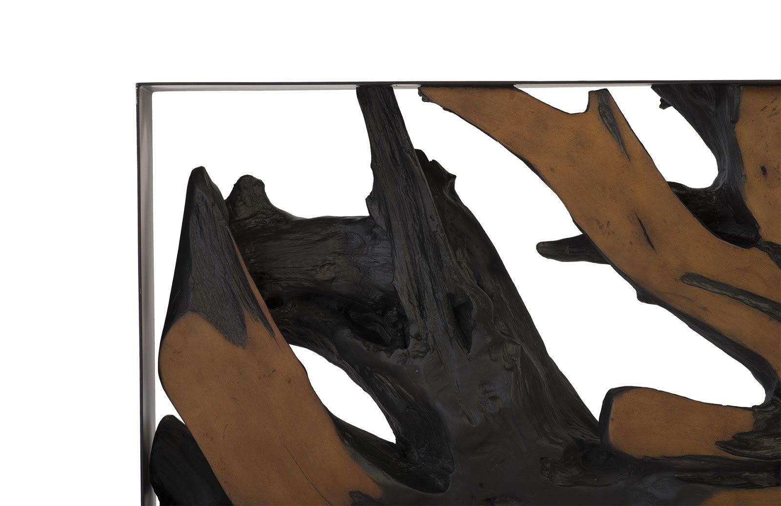 Phillips Collection Cast Root Console Table, Iron Frame, Resin, Brown CONSOLE TABLES