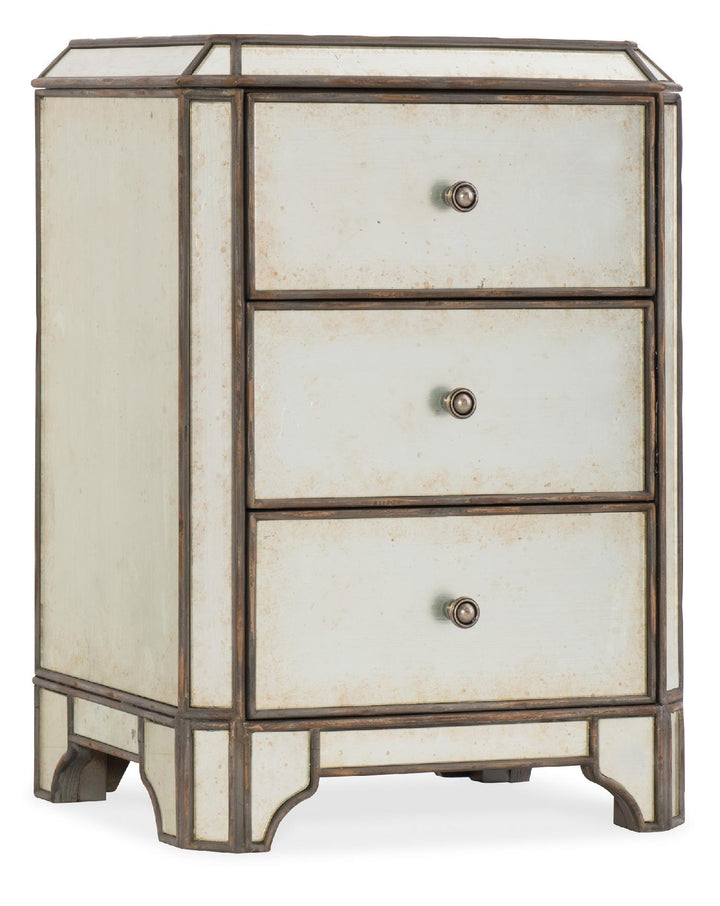 American Home Furniture | Hooker Furniture - Arabella Mirrored Three-Drawer Nightstand