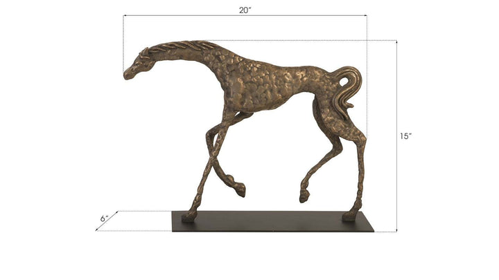 Prancing Horse Sculpture on Black Metal Base, Resin, Bronze Finish - Phillips Collection - AmericanHomeFurniture