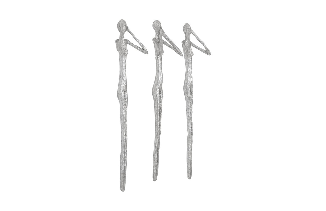 See,Hear,Speak no Evil Set of 3 Silver Leaf, Silver Leaf, Set Of 3 - Phillips Collection - AmericanHomeFurniture