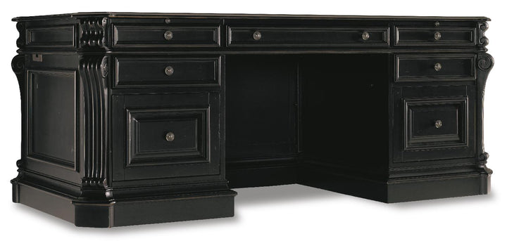 American Home Furniture | Hooker Furniture - Telluride 76'' Executive Desk withLeather Panels