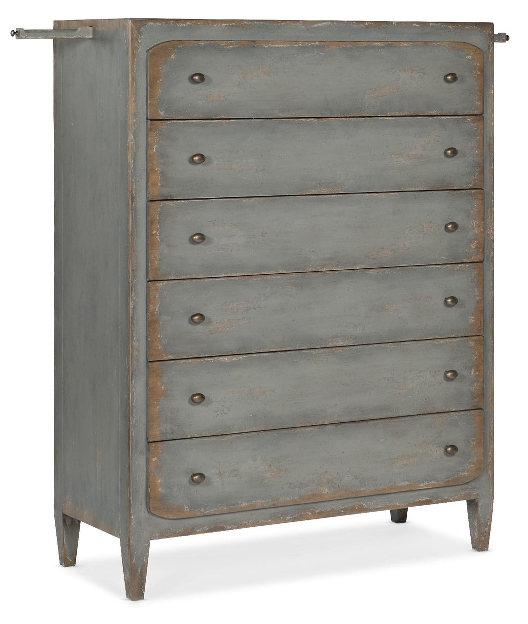 American Home Furniture | Hooker Furniture - Ciao Bella Six-Drawer Chest- Speckled Gray