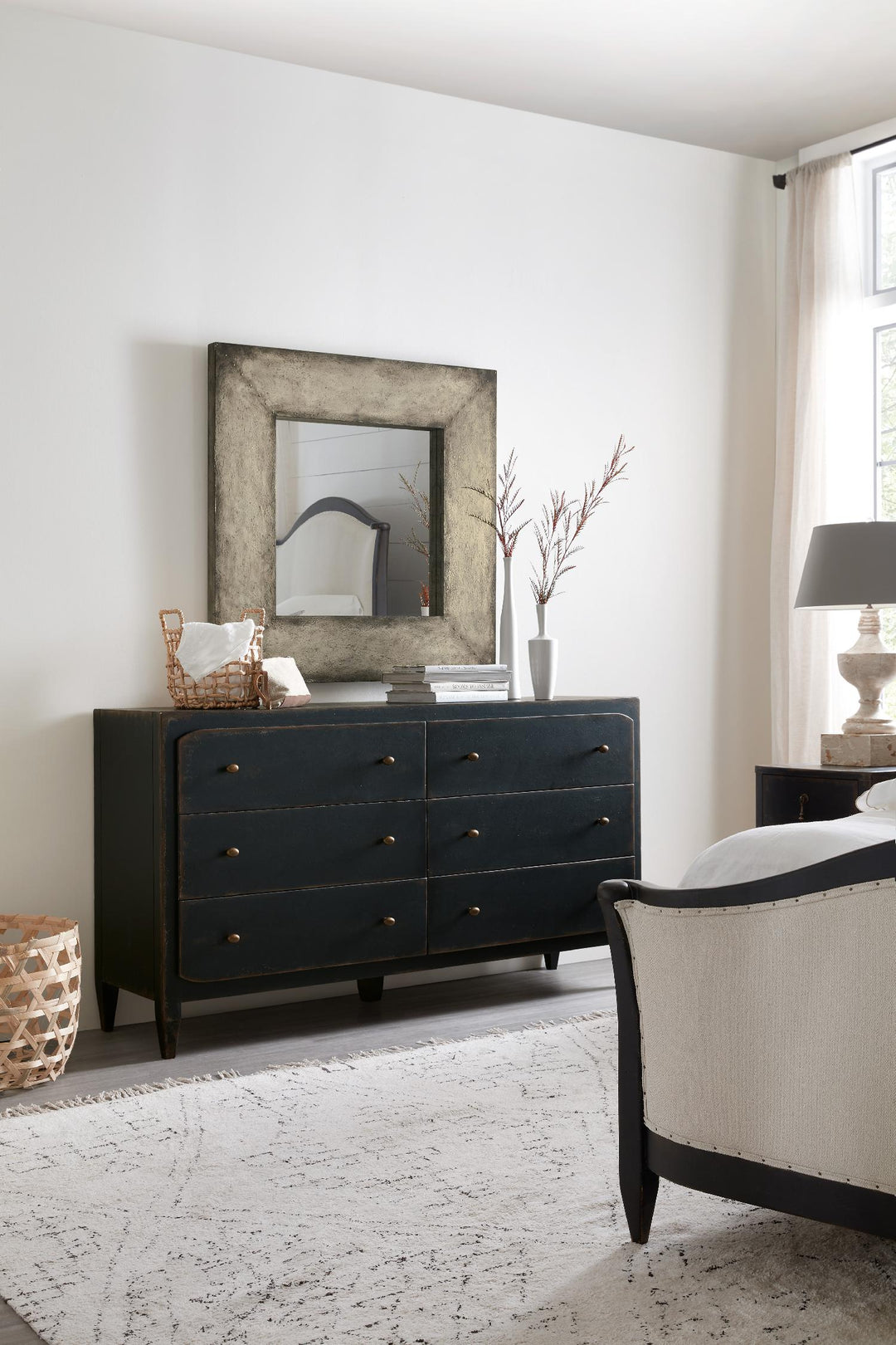 American Home Furniture | Hooker Furniture - Ciao Bella Six-Drawer Dresser- Black