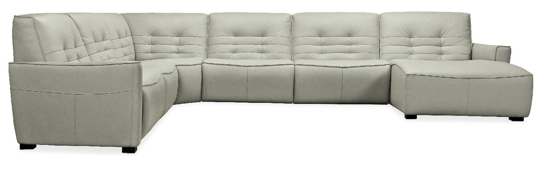 American Home Furniture | Hooker Furniture - Reaux Grandier 6-Piece RAF Chaise Sectional with 2 Recliners