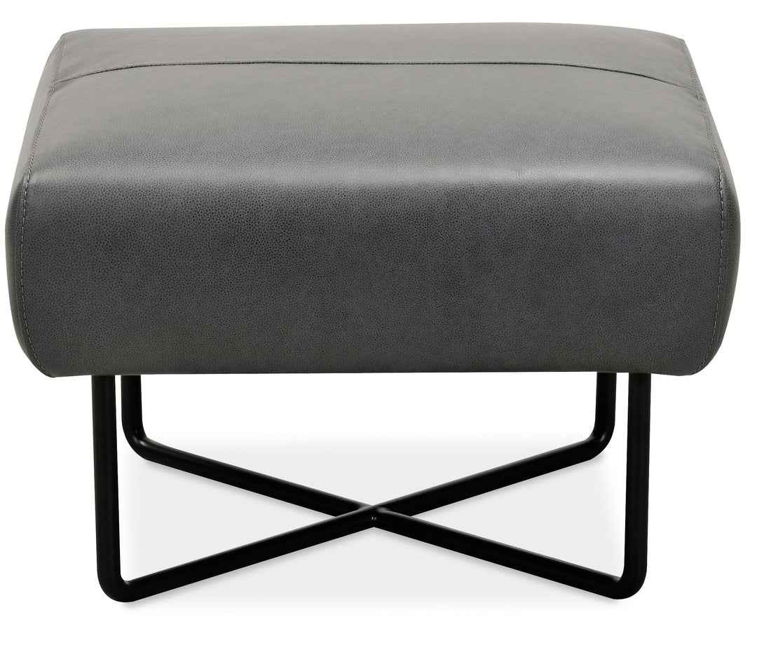 American Home Furniture | Hooker Furniture - Efron Ottoman with Black Metal Base